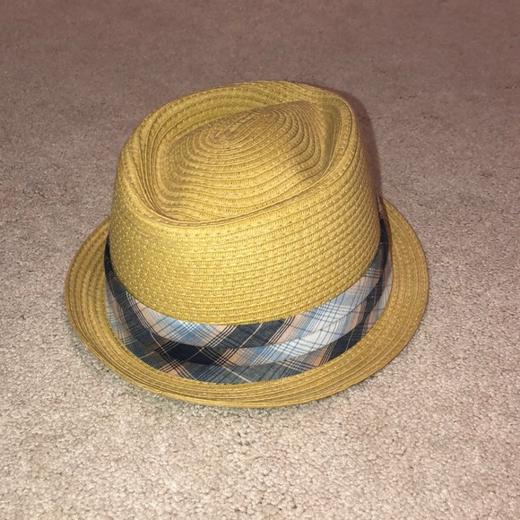 Straw hat with plaid ribbon - Picture 2 of 3